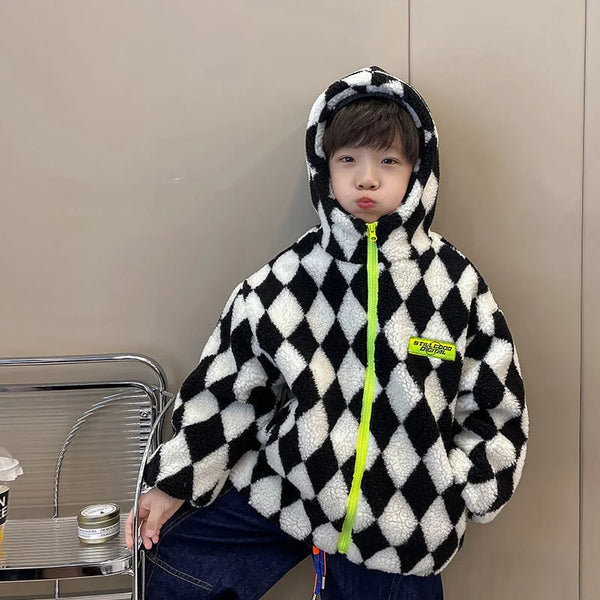 Checkered Print Boys Jacket