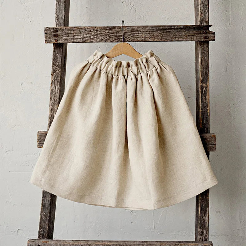 Cotton And Linen Midi Skirt