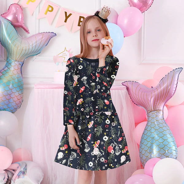 Cotton Cartoon Long Sleeves Dress