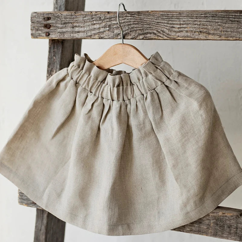 Cotton And Linen Midi Skirt