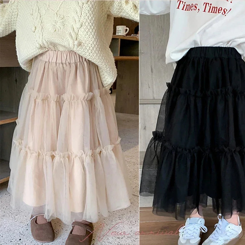 Trendy Versatile Mesh SkirtGirls Skirts