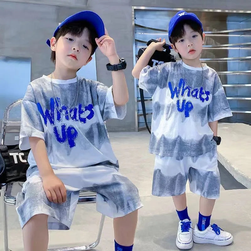 Boys Clothes Gradient Color T-Shirt & Loose Shorts