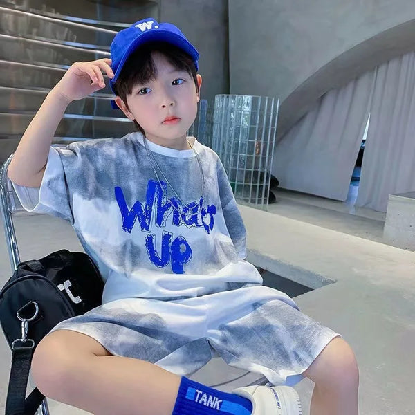 Boys Clothes Gradient Color T-Shirt & Loose Shorts