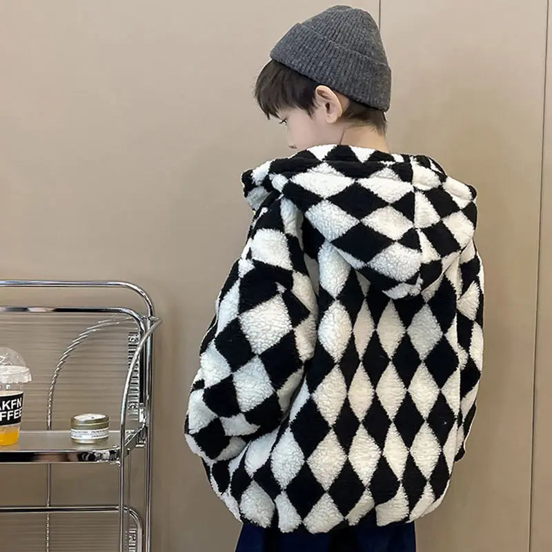 Checkered Print Boys Jacket